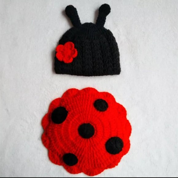 Newborn Photography Props Lady Bug Insect Design Knitted Accessories - Picture 3 of 8